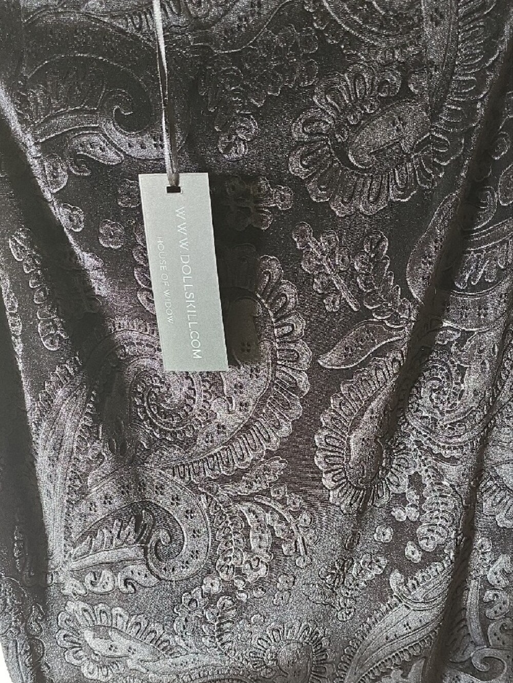 Dolls Kill Black Paisley Lace-Up Velvet Maxi Skirt - Picture 8 of 9